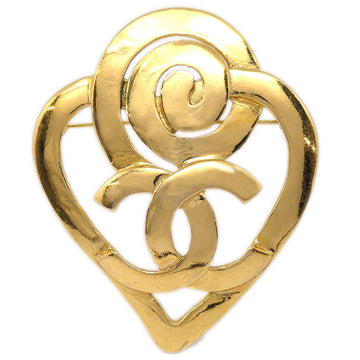CHANEL 1995 Heart Brooch Pin Gold 95P