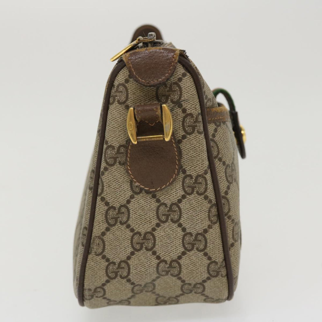 GUCCI Web Sherry Line Shoulder Bag PVC Leather Beige Green Red 36081