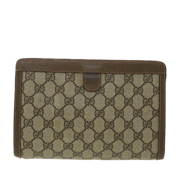 GUCCI Web Sherry Line GG Canvas Clutch Bag PVC Leather Beige Green 89 36430