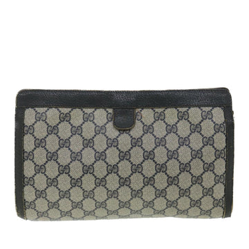 GUCCI Sherry Line GG Canvas Clutch Bag PVC Leather Navy Red 89 36432