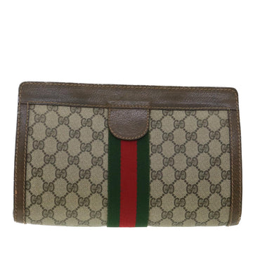 GUCCI GG Canvas Web Sherry Line Clutch Bag Beige Red Green 010.378 36471