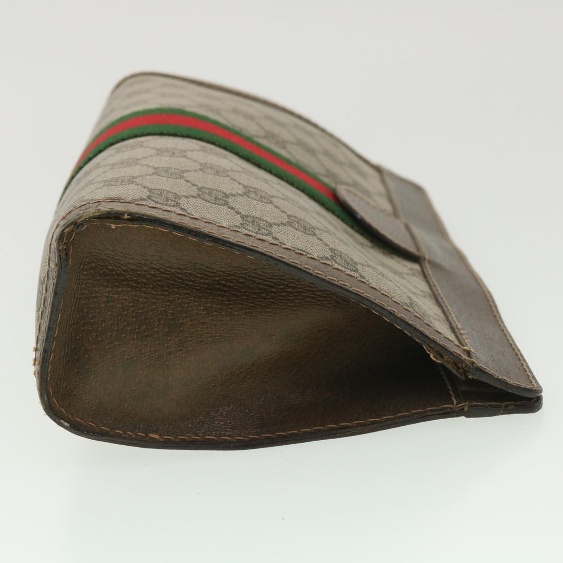 GUCCI GG Canvas Web Sherry Line Clutch Bag Beige Red Green 010.378 36471