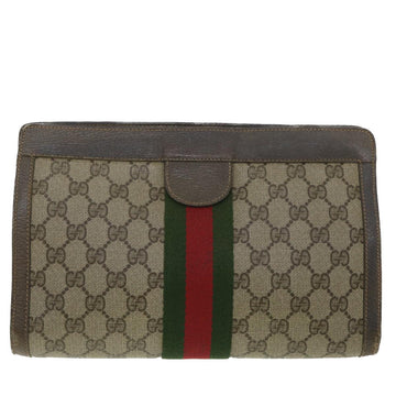 GUCCI GG Canvas Web Sherry Line Clutch Bag Beige Red Green 8901002 36490