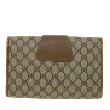 GUCCI Web Sherry Line GG Canvas Clutch Bag PVC Leather Beige Green 89 36492