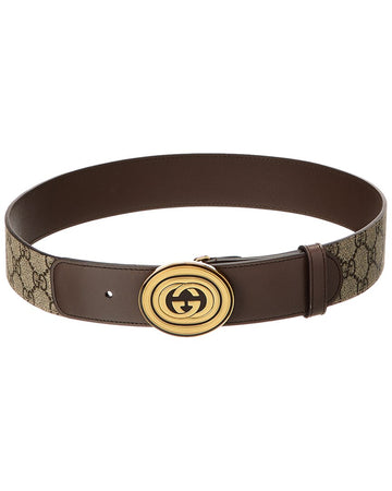 Gucci GG Supreme Canvas & Leather Belt