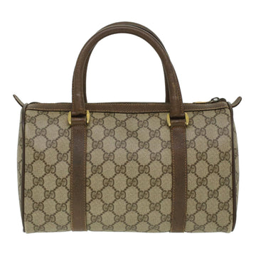 GUCCI Web Sherry Line GG Canvas Boston Bag PVC Leather Beige Green 36638