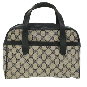 GUCCI Sherry Line GG Canvas Hand Bag PVC Leather Navy Red 36723