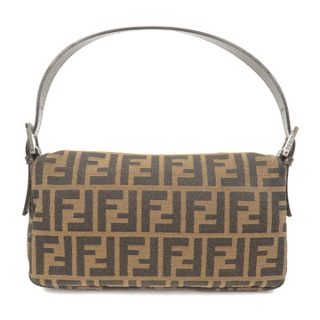 FENDI Mamma Baguette Zucca Canvas Leather Shoulder Bag Brown 26424