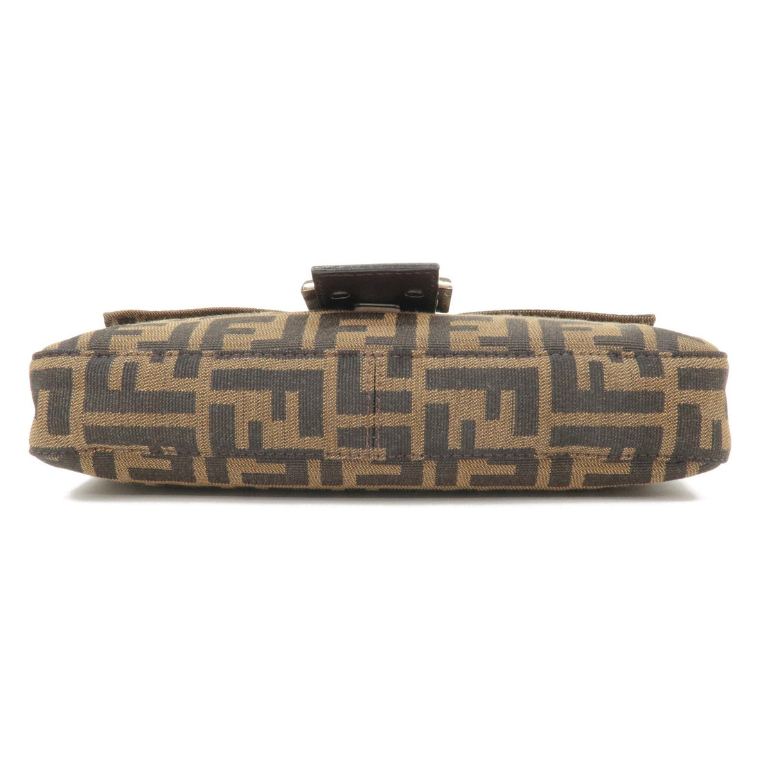 FENDI Mamma Baguette Zucca Canvas Leather Shoulder Bag Brown 26424