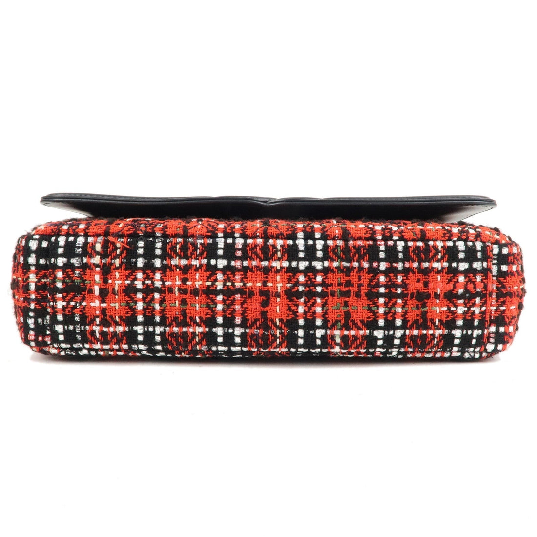 CHANEL CC Filigree Tweed Leather Shoulder Bag Red Black A93340