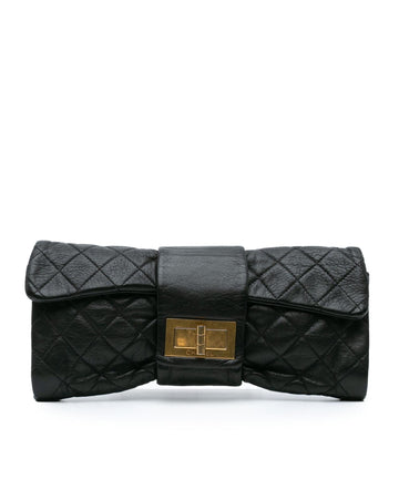 Quilted Sheepskin Leather Flap Clutch