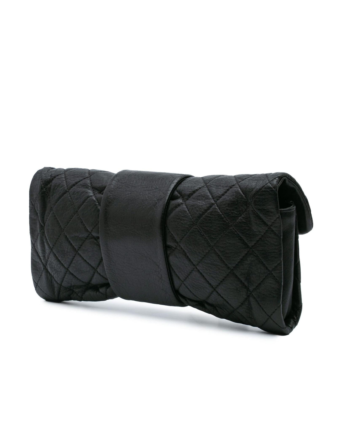 Quilted Sheepskin Leather Flap Clutch
