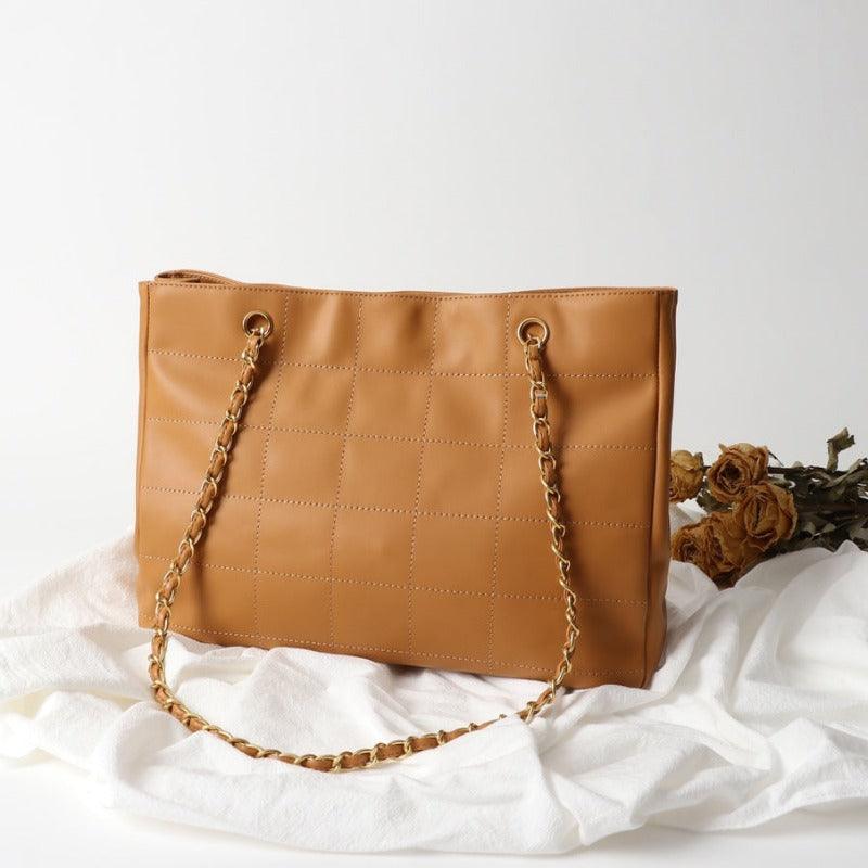 Makersluxe - Wild Stitch Chocolate Bar Tote Bag with Camel Seal