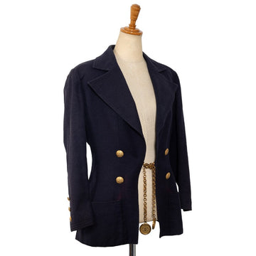 Chanel Cocomark Double-Button Terrard Jacket Navi Cotton Lady Chanel