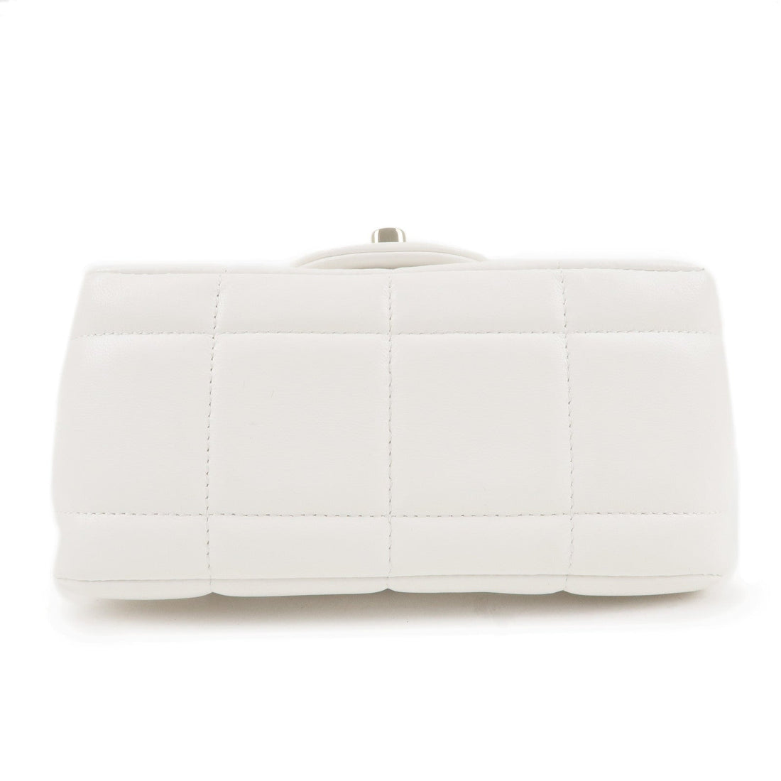 CHANEL Chocolate Bar Mini Matelasse Lamb Skin Shoulder Bag White