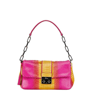 Dior  Lock Chain Shoulder Bag Pink Multicolor Pearson Leather  Dior