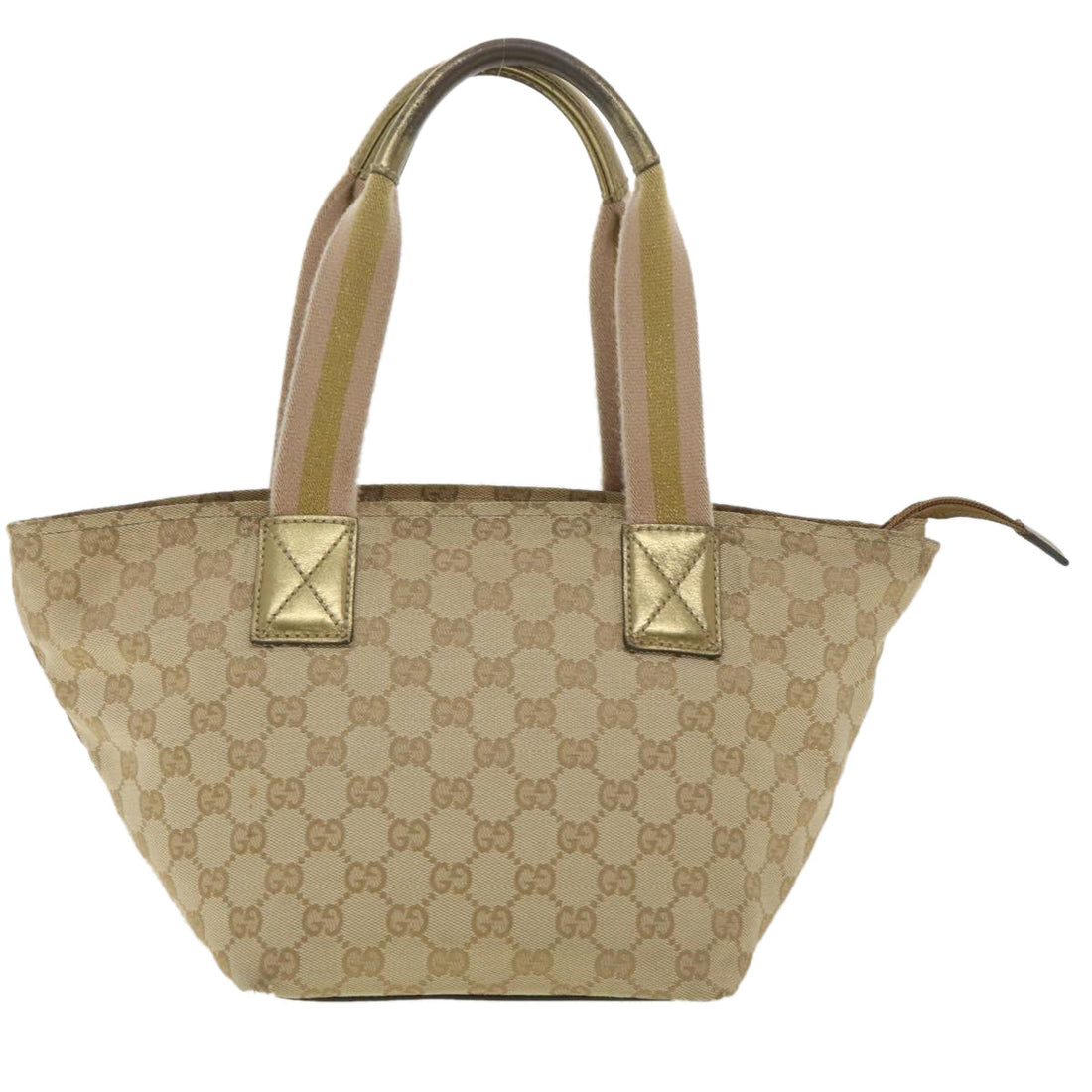 GUCCI Sherry Line GG Canvas Tote Bag Beige Pink Gold 131228 37407