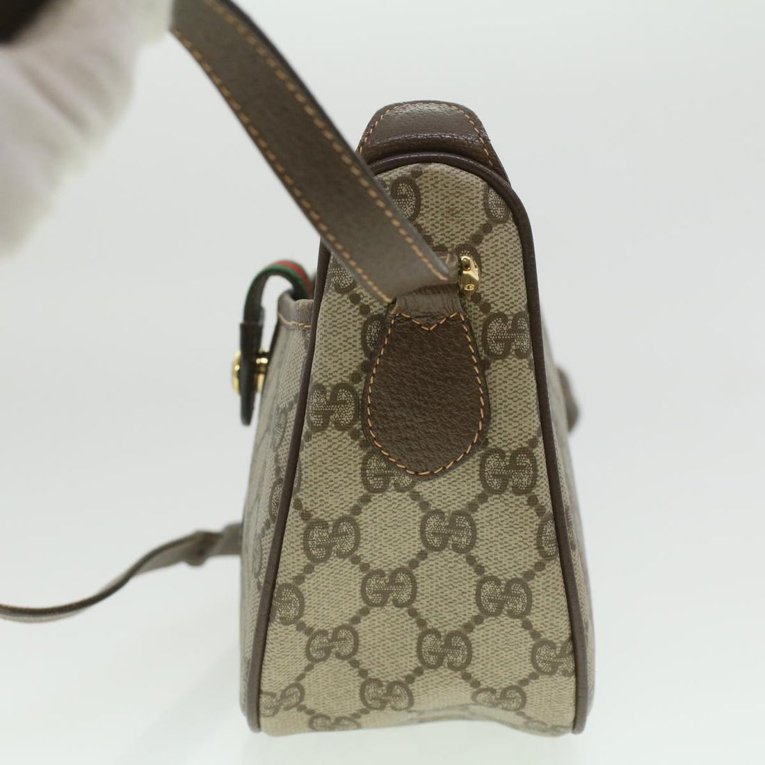 GUCCI GG Canvas Web Sherry Line Shoulder Bag Beige Red 89.02.032 37708
