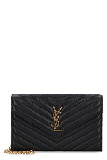 BLACK CASSANDRE WALLET WITH GOLD CHAIN