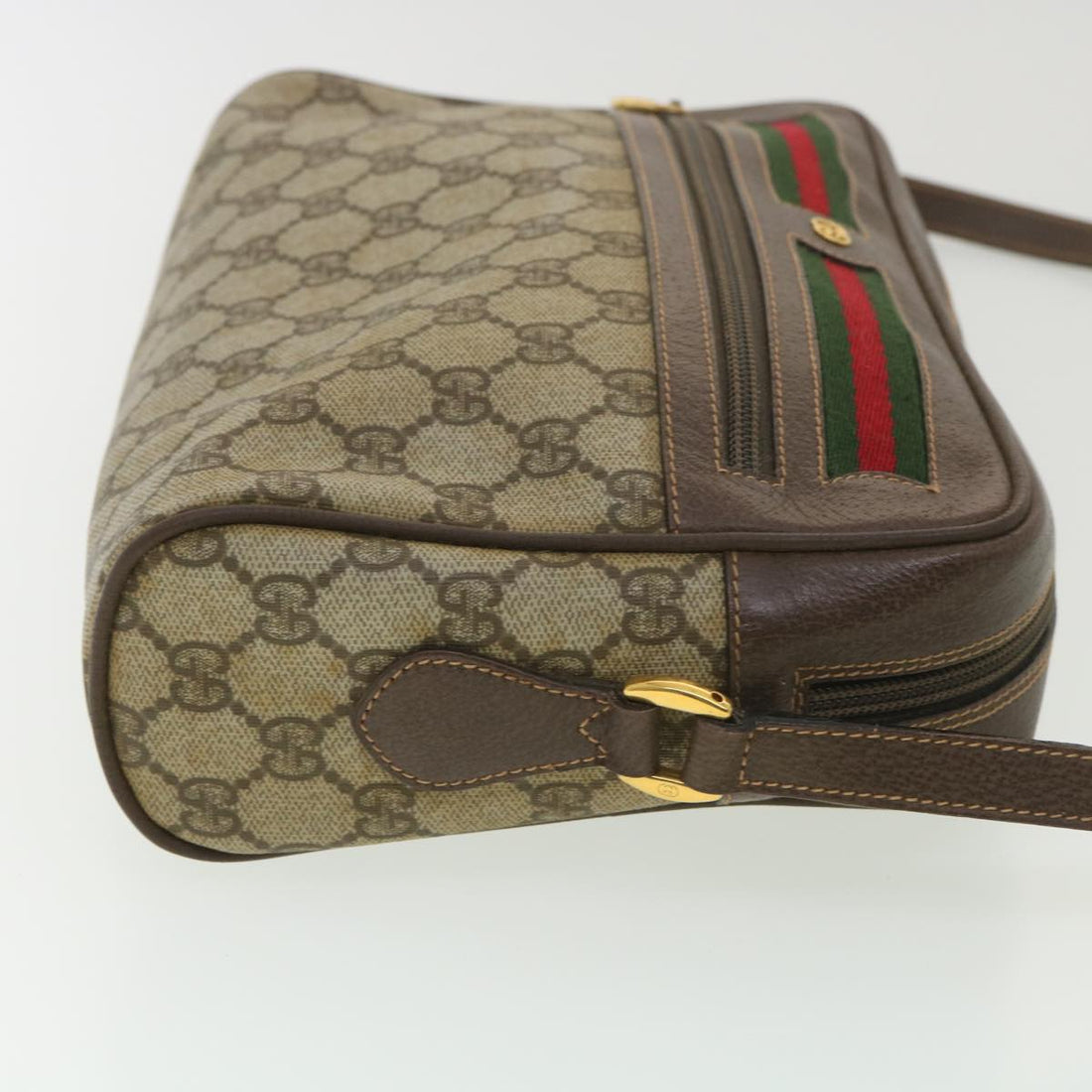 GUCCI GG Canvas Web Sherry Line Shoulder Bag Beige Red Green 001.113 37792
