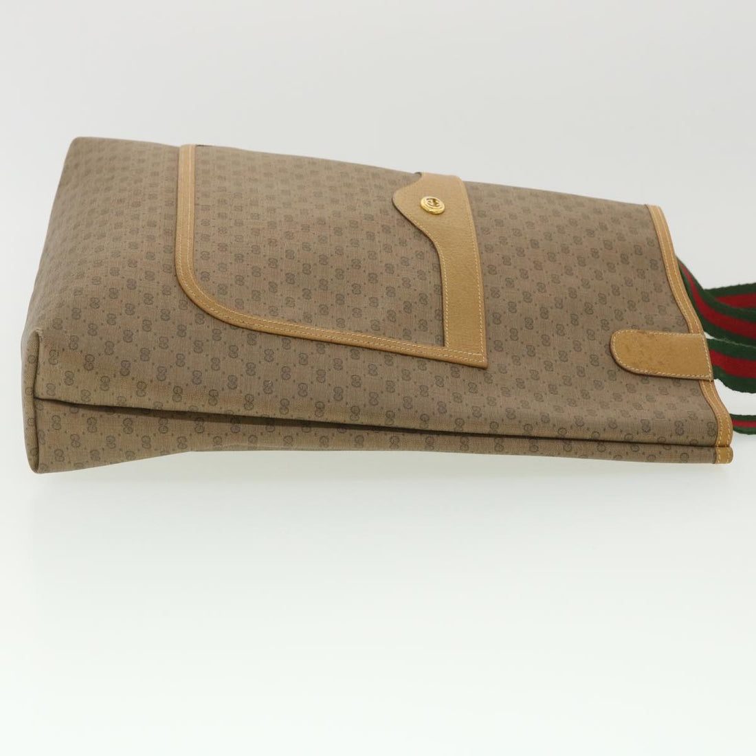 GUCCI Micro GG Canvas Web Sherry Line Shoulder Bag Beige Red 40.02. 37808