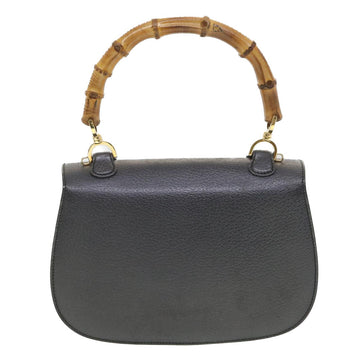 GUCCI Bamboo Hand Bag Leather Gray 000.926.0633 37969