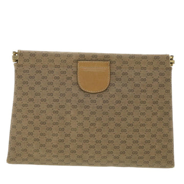 GUCCI Micro GG Canvas Clutch Bag PVC Leather Beige 67-039-5229 37974