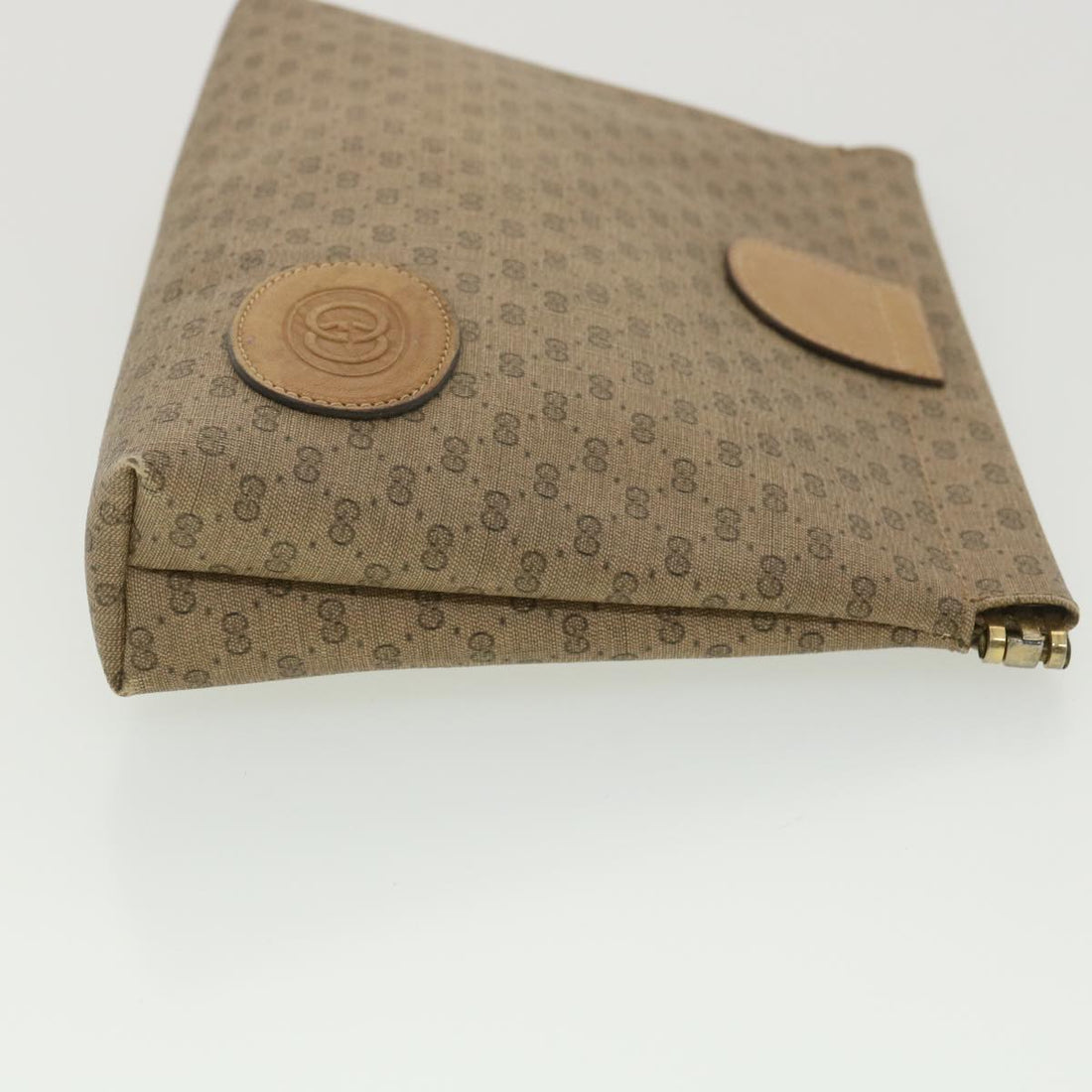 GUCCI Micro GG Canvas Clutch Bag PVC Leather Beige 67-039-5229 37974