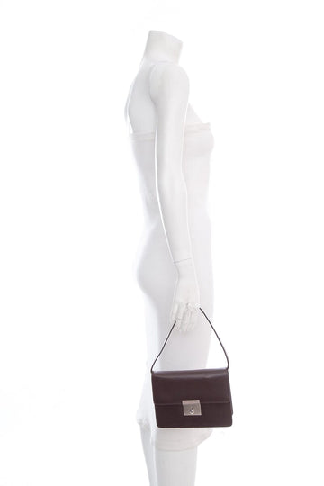 Valextra Brown Leather Mini Shoulder Handbag