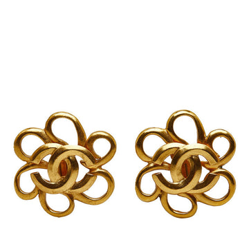 Chanel Flowers Cocomark Earrings Gold  Ladies Chanel
