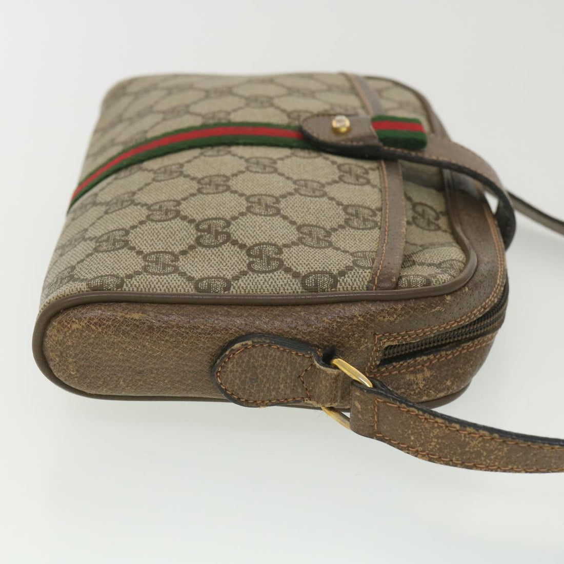GUCCI GG Canvas Web Sherry Line Shoulder Bag Beige Red 89.02.055 38051
