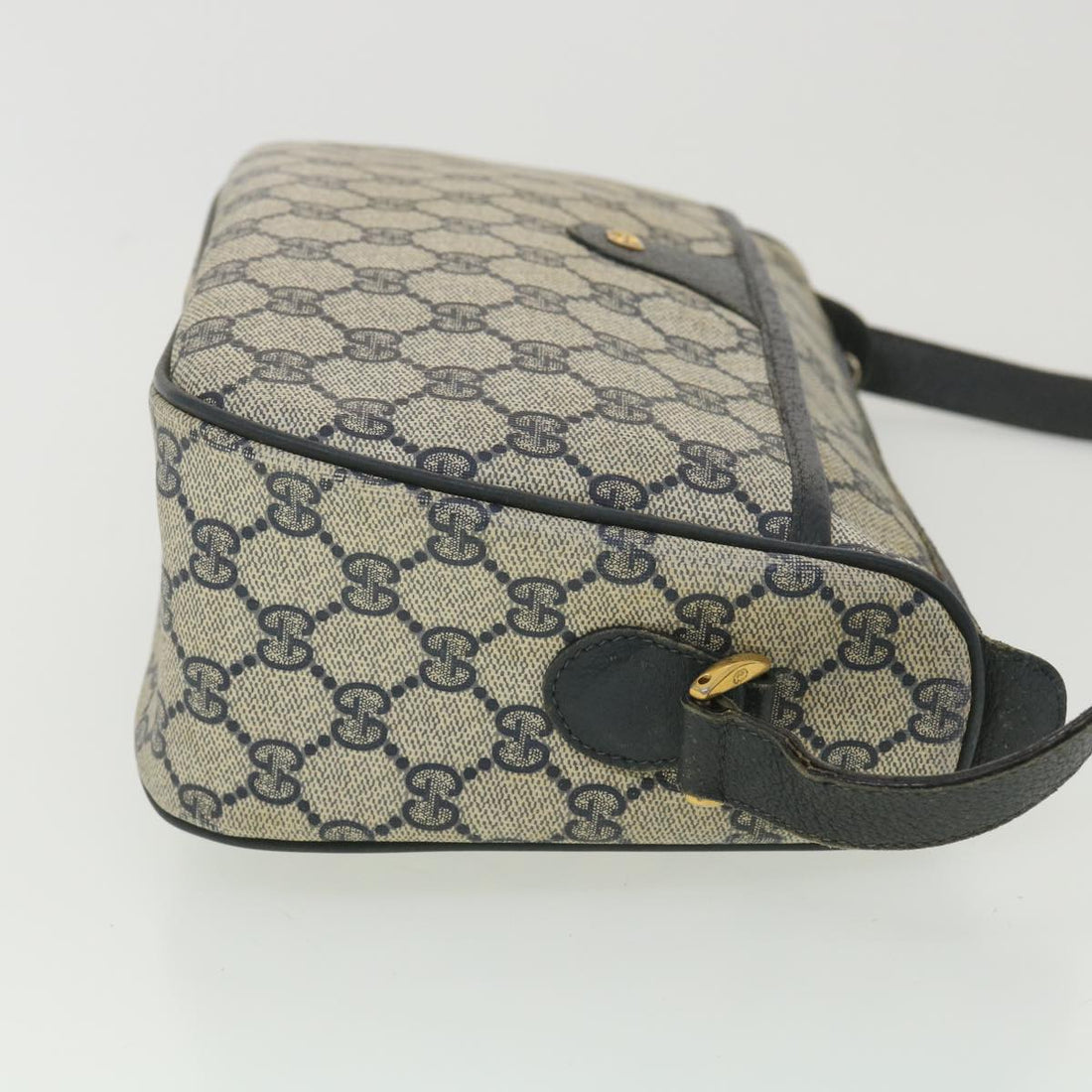 GUCCI GG Canvas Shoulder Bag PVC Leather Gray Navy 001 115 6106 38113