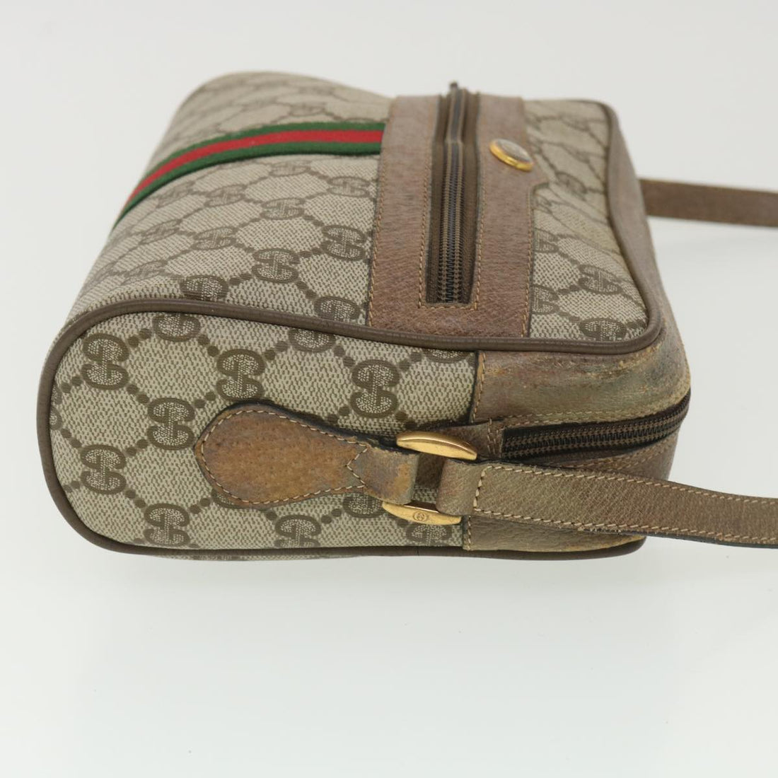 GUCCI GG Canvas Web Sherry Line Shoulder Bag Beige Red 98 02 004 38305