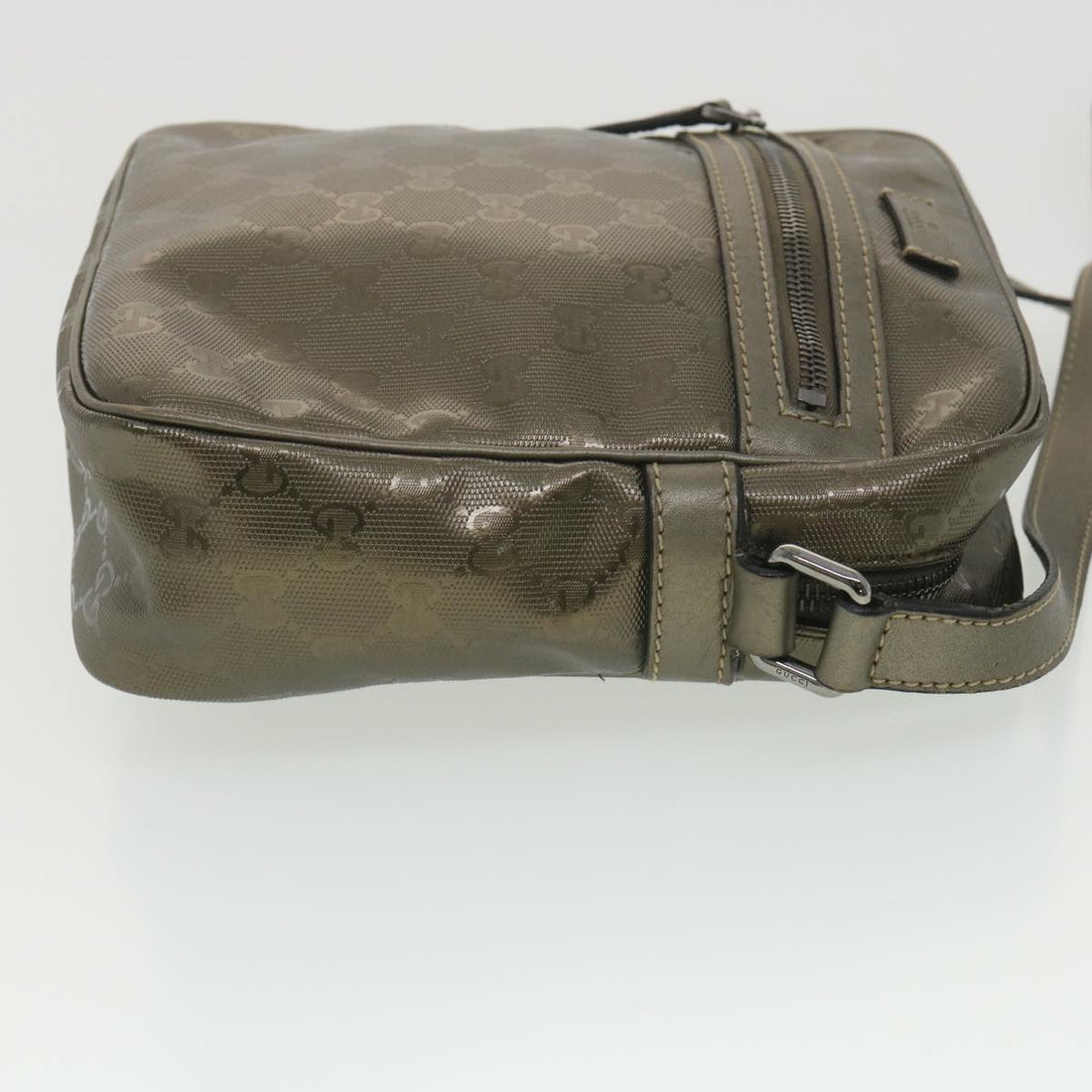 GUCCI GG implementation Shoulder Bag PVC Leather Khaki 233268 38378