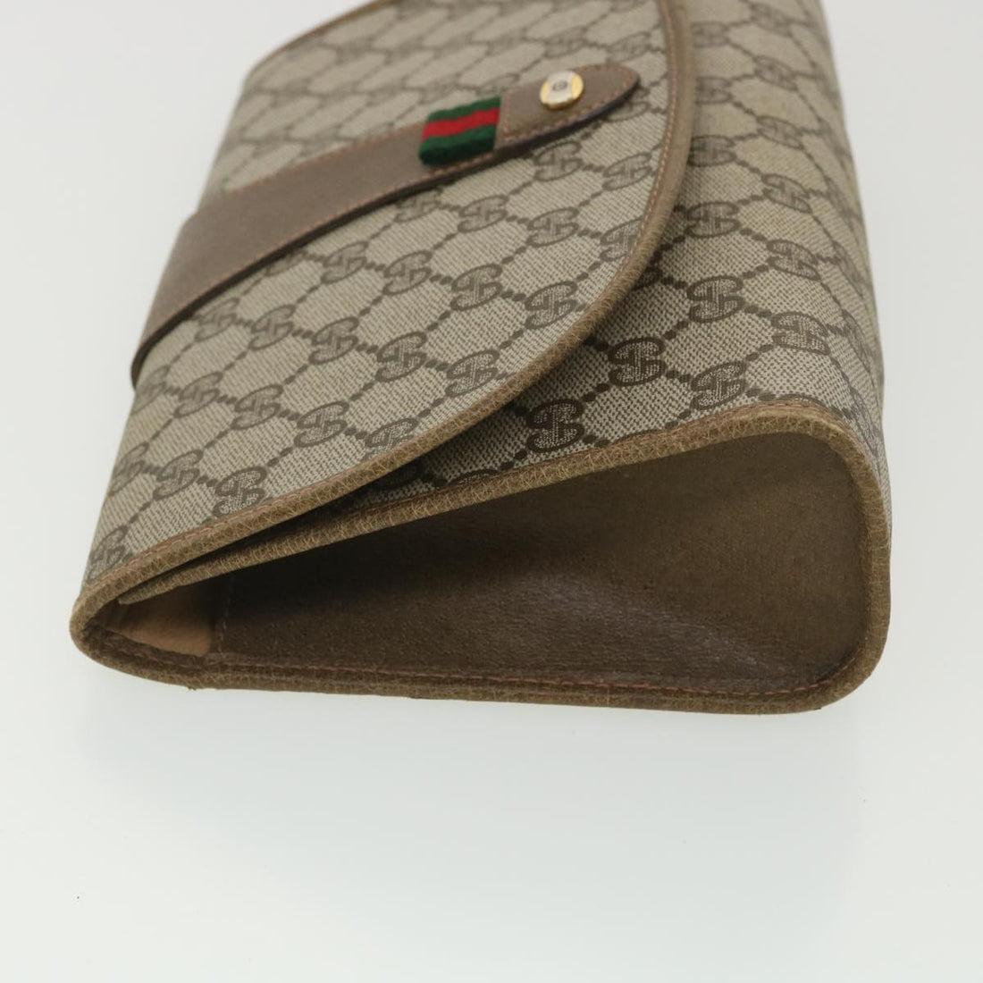 GUCCI GG Canvas Web Sherry Line Clutch Bag Beige Red Green 89.01.030 38392