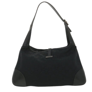 GUCCI GG Canvas Sherry Line Jackie Shoulder Bag Black Beige 4057 38433