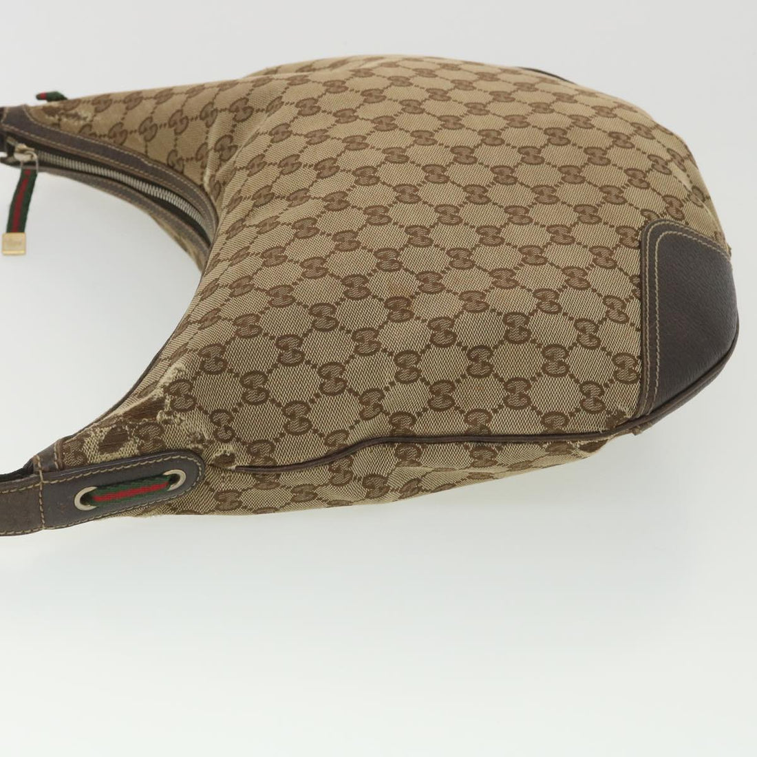 GUCCI Web Sherry Line GG Canvas Shoulder Bag Beige Green Red 162882 38507