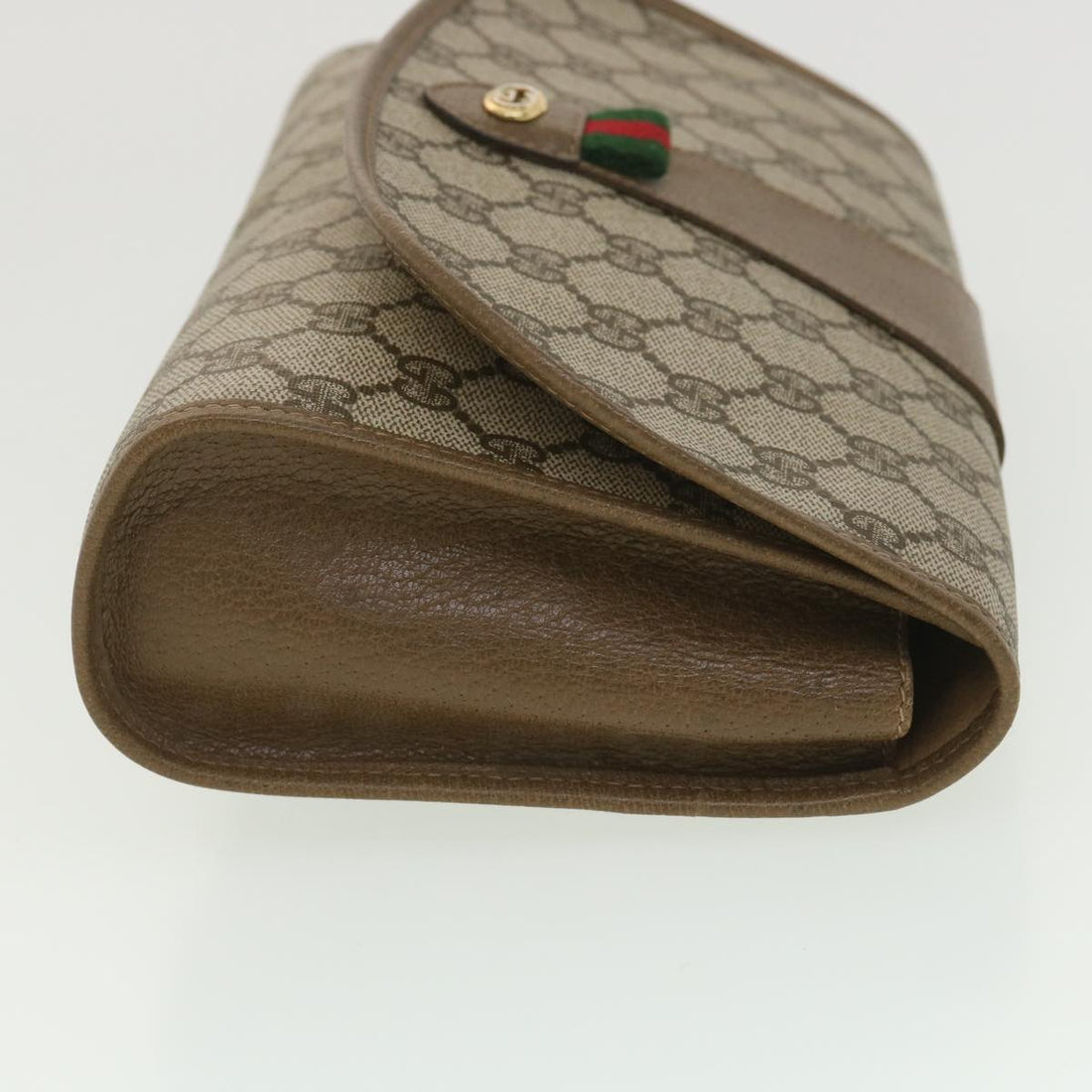 GUCCI GG Canvas Web Sherry Line Clutch Bag Beige Red Green 89.01.030 38628