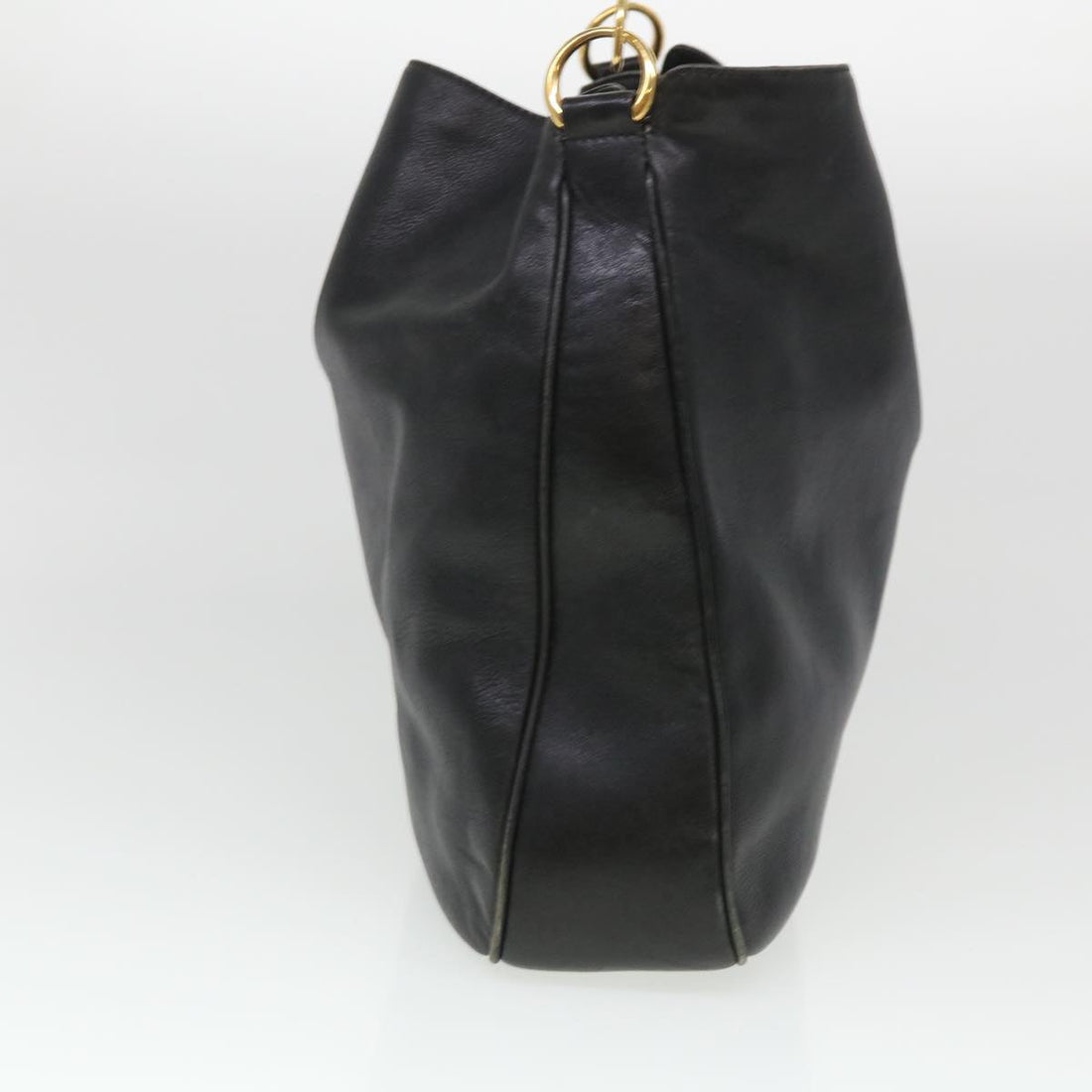 GUCCI Bamboo Shoulder Bag Leather 2way Black 001 1014 1577 39136