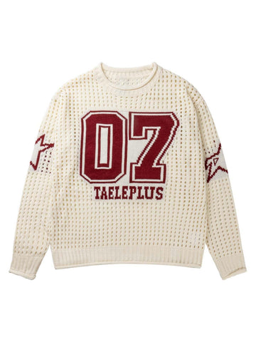 Makersluxe Openwork Jacquard Knit Sweater