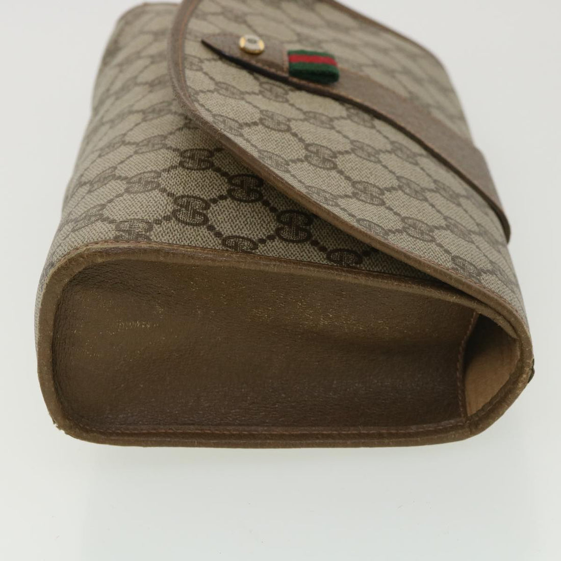 GUCCI GG Canvas Web Sherry Line Clutch Bag Beige Red Green 89.01.030 39241