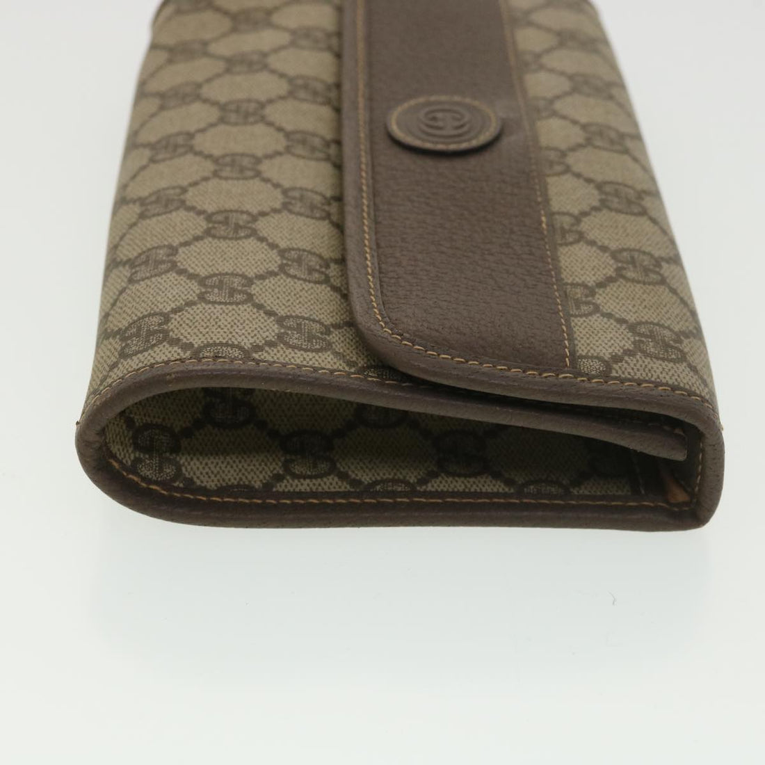 GUCCI GG Canvas Clutch Bag PVC Leather Beige 39307