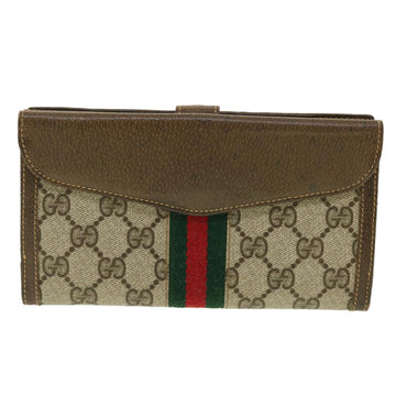 GUCCI GG Canvas Web Sherry Line Long Wallet Beige Red Green 39469