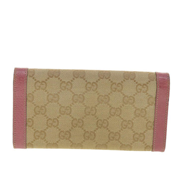 GUCCI GG Canvas Long Wallet Beige Pink 154168 39495