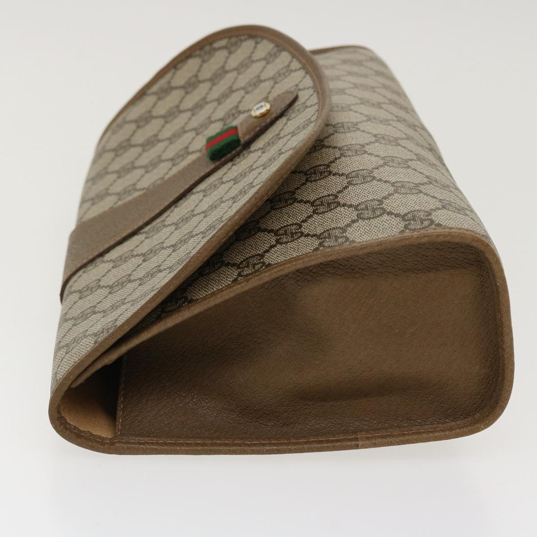 GUCCI GG Canvas Web Sherry Line Clutch Bag Beige Red Green 89.01.031 39614