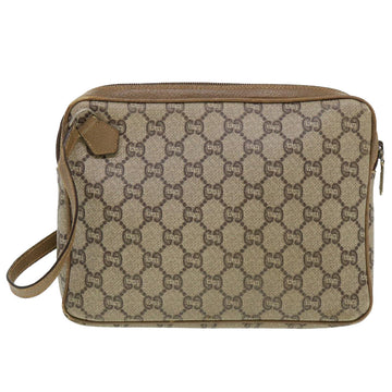 GUCCI GG Plus Canvas Clutch Bag PVC Leather Beige 39703