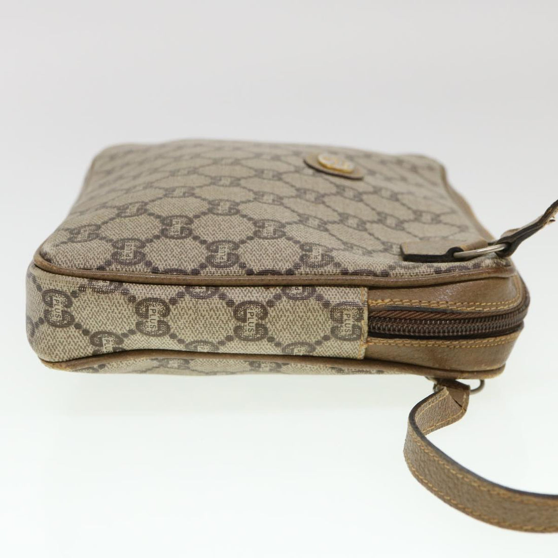 GUCCI GG Plus Canvas Clutch Bag PVC Leather Beige 39703