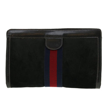 GUCCI Sherry Line Clutch Bag Suede Leather Black Red Navy 39781