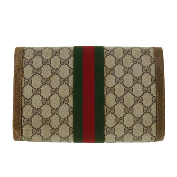 GUCCI Web Sherry Line GG Canvas Clutch Bag PVC Leather Beige Green 39956