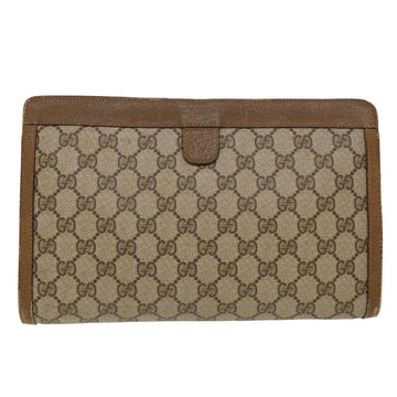 GUCCI Web Sherry Line GG Canvas Clutch Bag PVC Leather Beige Green 39957